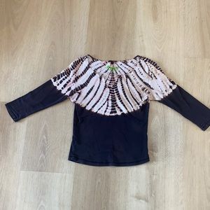 Tie dye brown and cream top